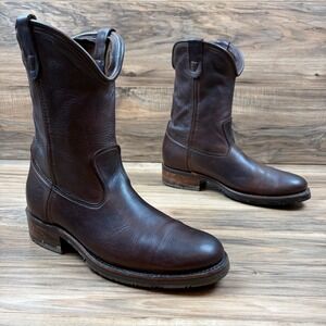 Double H Mens 9D Ranch Roper 10" Slouch Soft Toe Made In USA Boots Brown DH2510